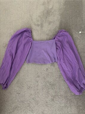 Urban Outfitters Purple Puff Sleeve Crop Top
